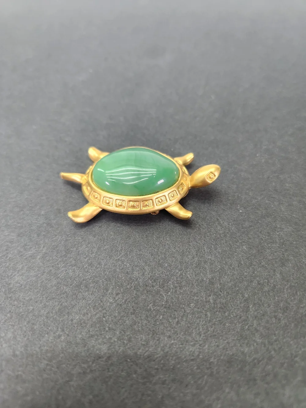Vintage Avon Gold Tone Marbled Green Turtle Pin & Pendant Convertible Brooch